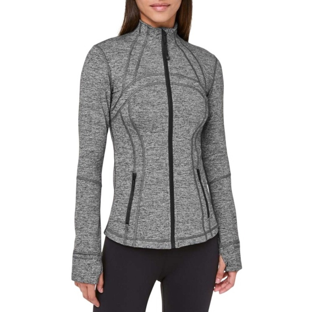 LULULEMON DEFINE JACKET Heathered Black Gray LUON THUMBHOLES POCKETS sz 6